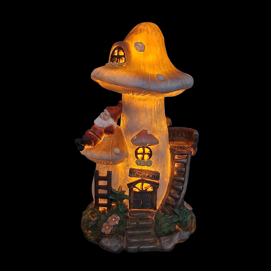 Solar Mushroom House with Gnome