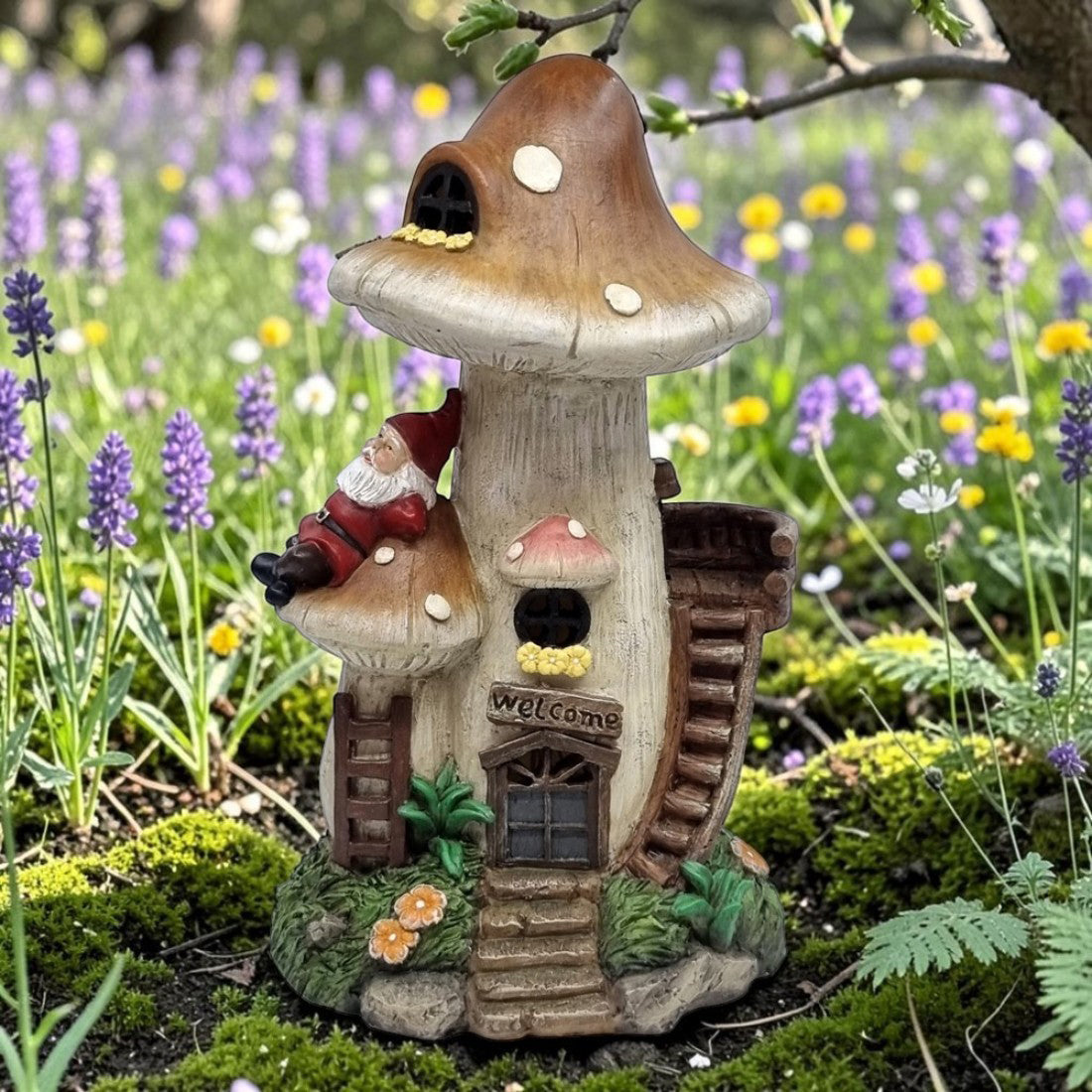 Solar Mushroom House with Gnome