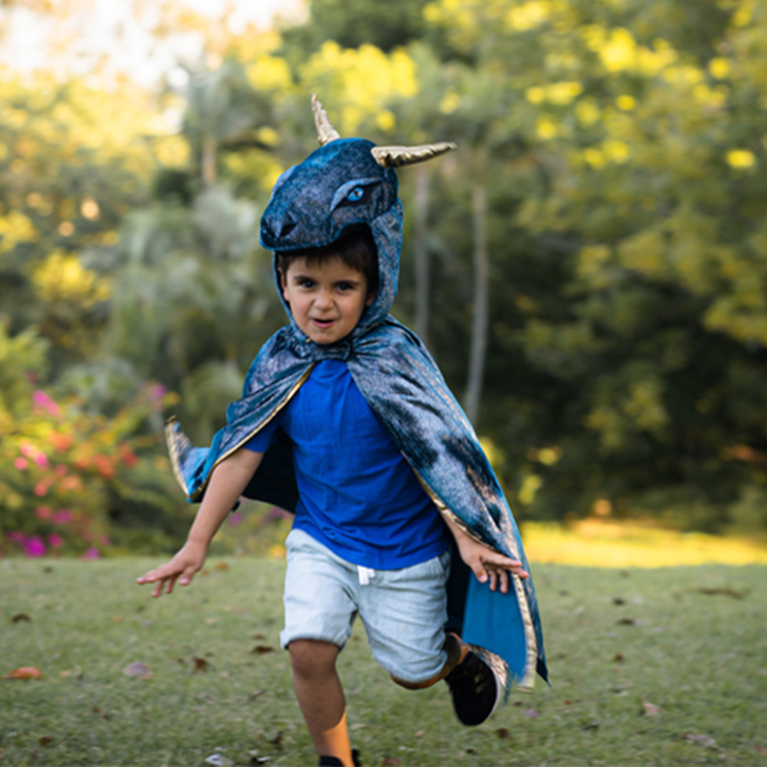 Teal & Gold Starry Night Dragon - Size 5-6 Years