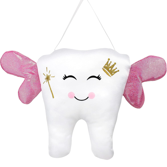 Tooth Fairy Hanging Pillow with Pink Wings