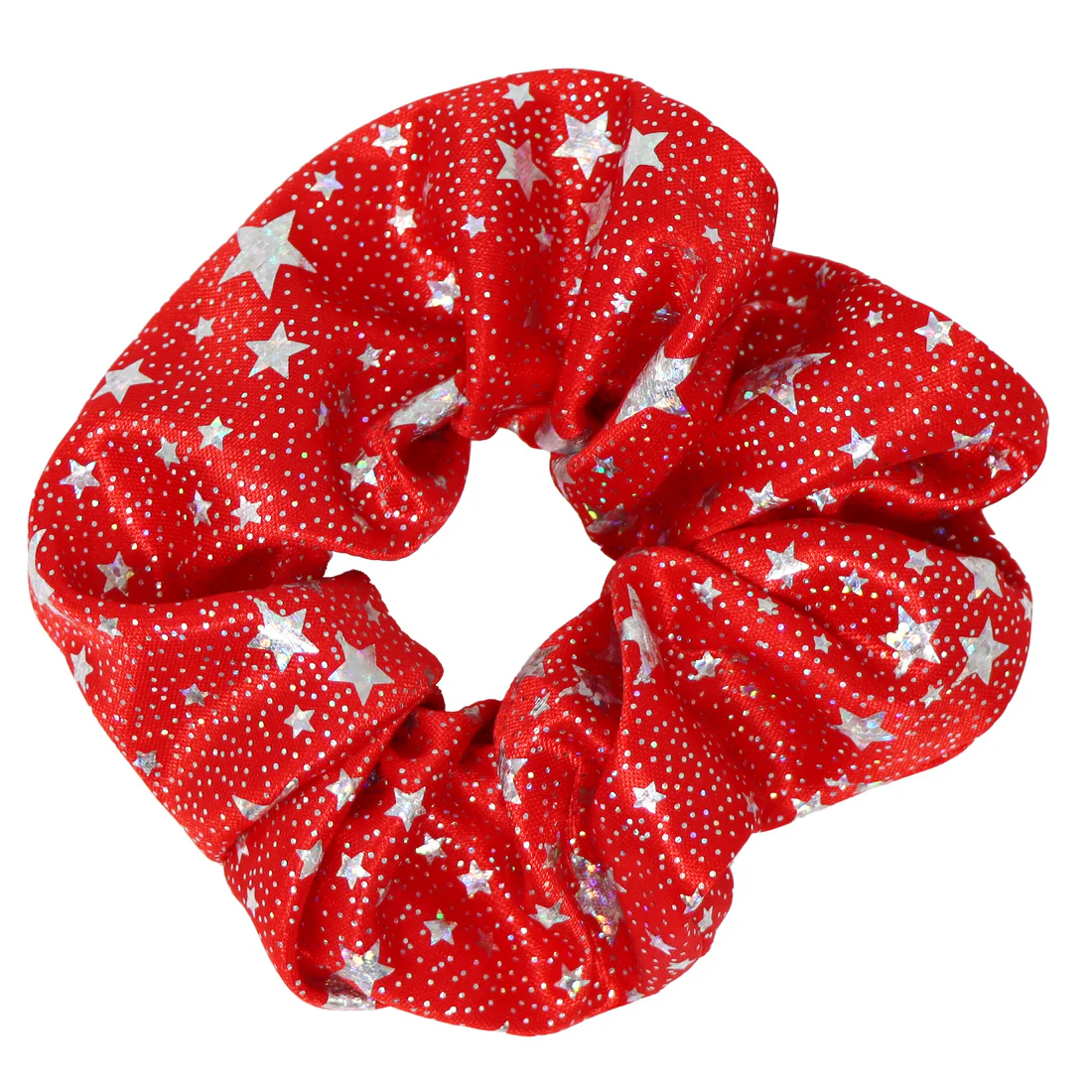 Twinkling Christmas Red and Silver Hair Scrunchie
