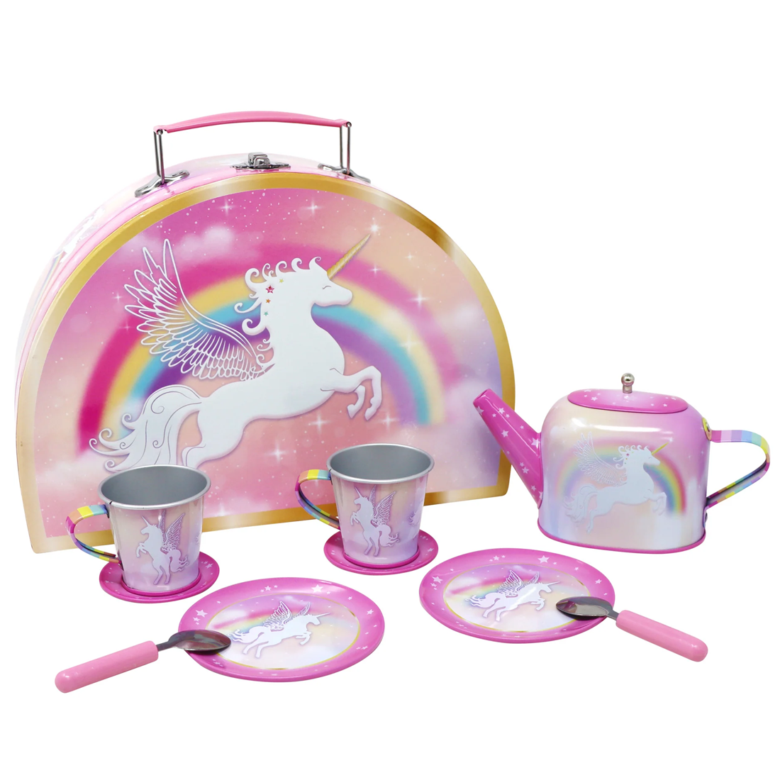Unicorn Dreamer 9 Piece Tin Tea Set in Carry Case