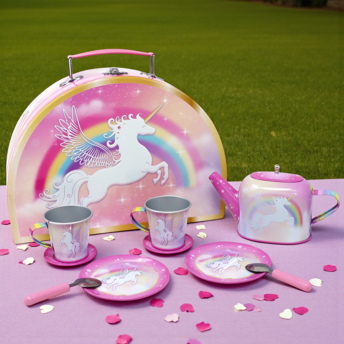 Unicorn Dreamer 9 Piece Tin Tea Set in Carry Case