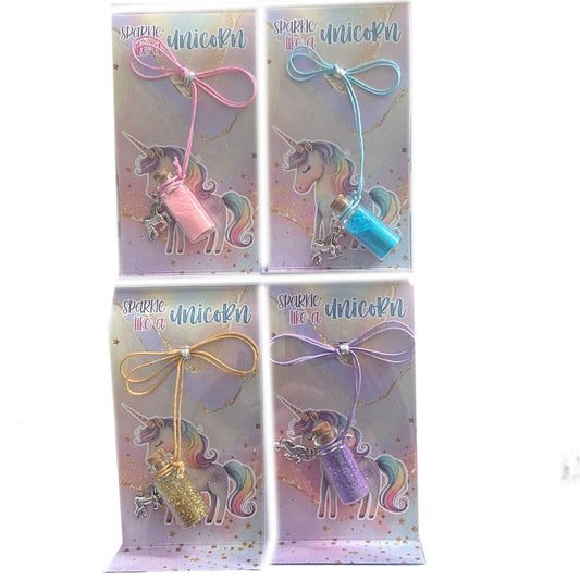 Unicorn Fairy Dust Necklace With Charm Gold Pink Purple Blue