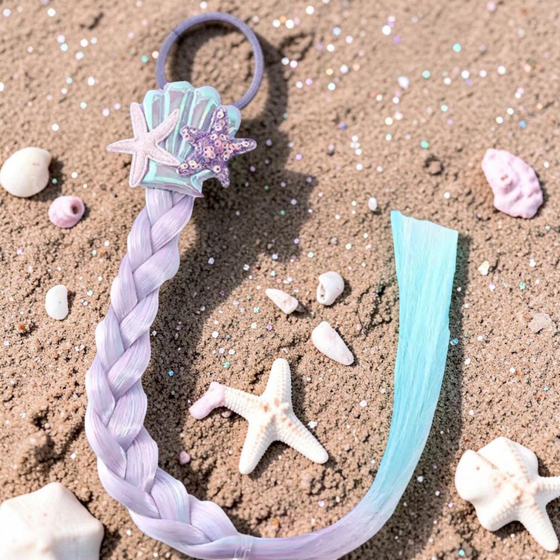 Violet and Blue Mermaid Hair Extension Pony Tail