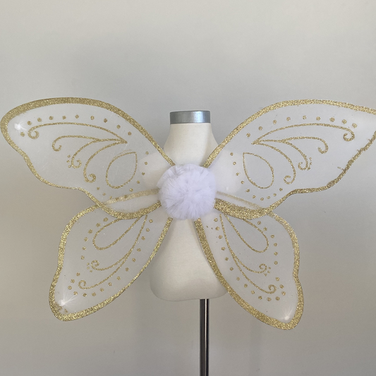 White and Gold Glitter Fairy Wings