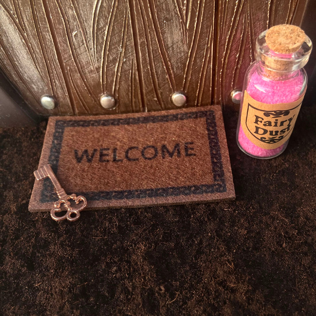 Magical Wooden Arch Fairy Door Set with Welcome Mat, Fairy Key & Fairy Dust
