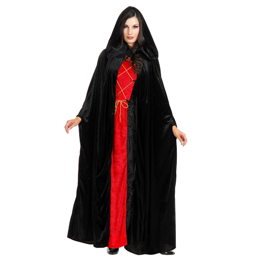 Black Velvet Hooded Adult Cloak