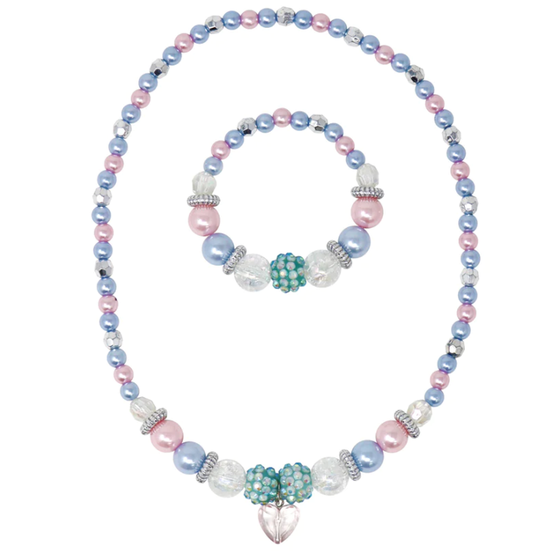 Blue Ice Princess Stretch Pearl Beaded Necklace & Bracelet Set