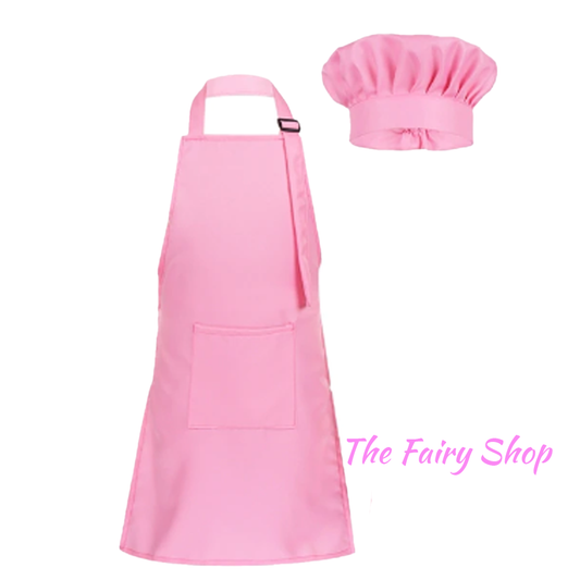 Child Pink Adjustable Apron and Chef Hat Set