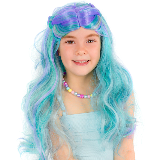 Childs Blue Mermaid Wig With Braid Detail