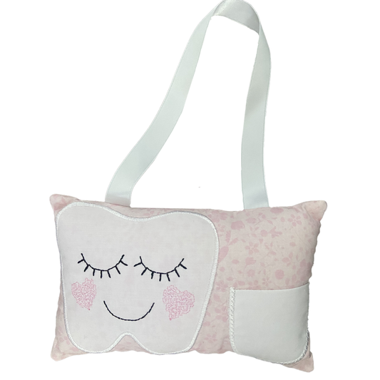 Child's Tooth Fairy Hanging Pillow Cushion in Pale Pink
