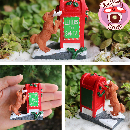 Christmas Ornament Small Dog Red Mailbox