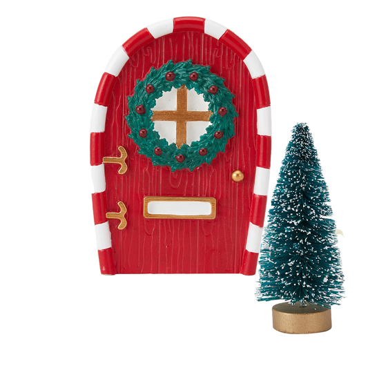 Christmas Red Fairy Elf Door and Tree