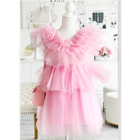Claris The Chicest Mouse Pink Ruffled Tulle Dress