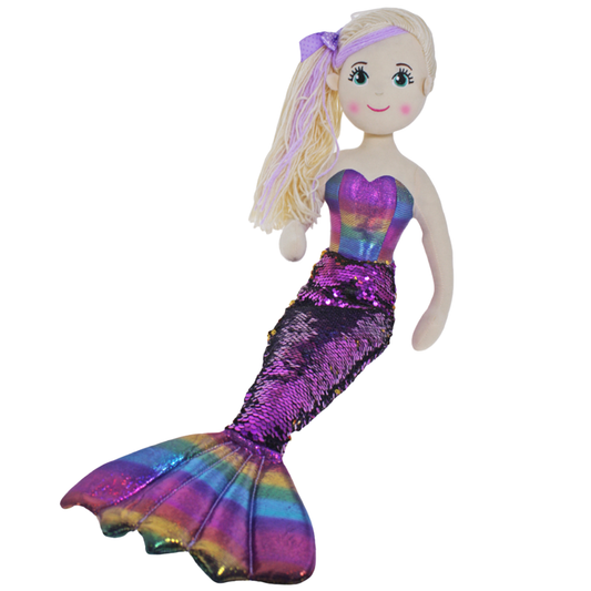 Cotton Candy 70cm Mermaid Adele The Purple and Gold Flip Sequined Doll