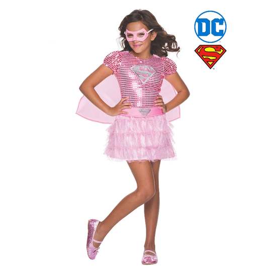 DC Comics Supergirl Pink Sequin Girls Costume Set