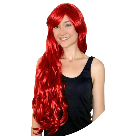 Deluxe Mermaid Long Red Wig with Fringe