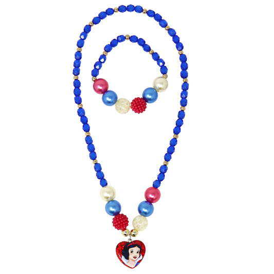 Disney Princess Snow White Pendant Stretch Beaded Necklace & Bracelet