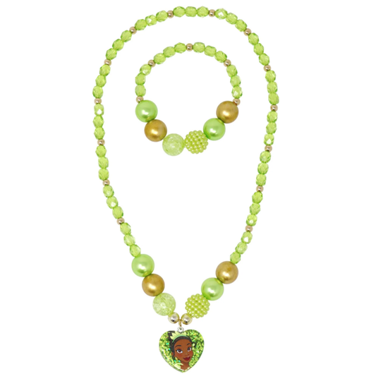 Disney Princess Tiana Pendant Stretch Beaded Necklace & Bracelet