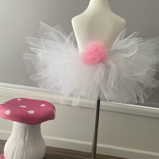 Easter Bunny White 6 Layer Fluffy Tutu with Ribbon and Bunny Tail