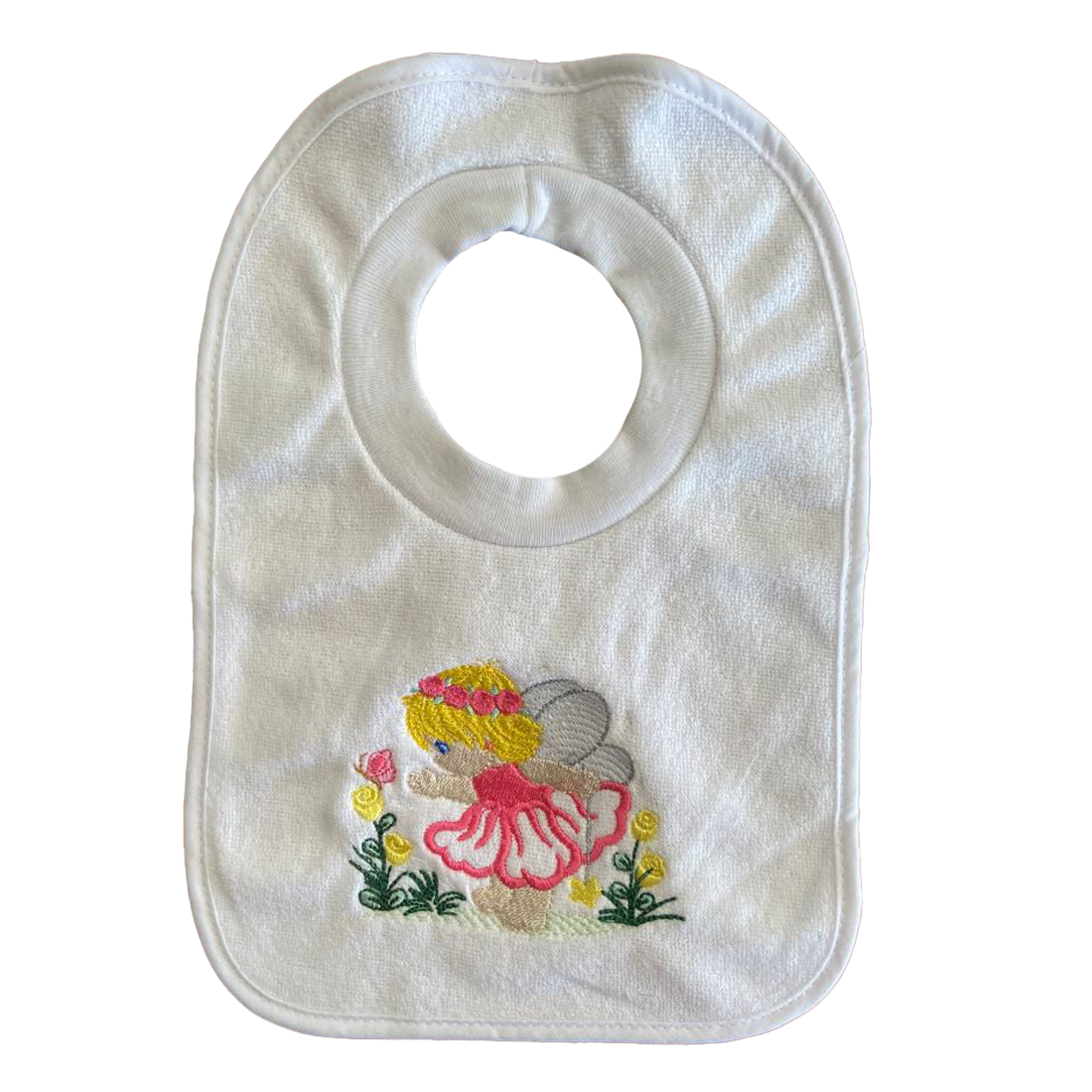 Embroidered Pink Fairy Baby Bib