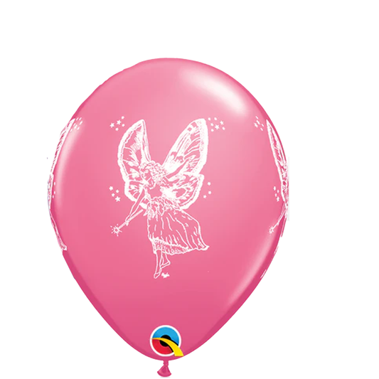 Fairies Around Pink Rose Latex Balloon