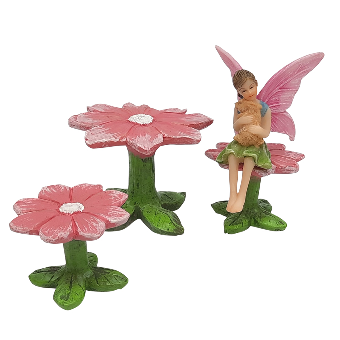 Fairy Garden Flower Furniture 3 Piece Set Table & 2 Chairs