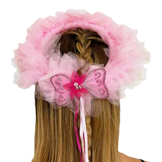 Fairy Princess Tulle Pink Butterfly Garland Halo