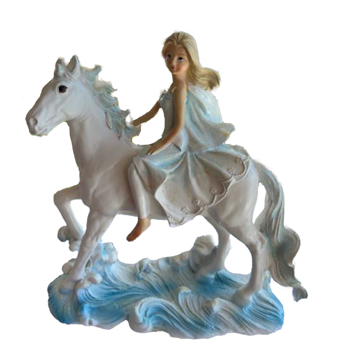 Girl on Ice Horse Riding Waves Figurine