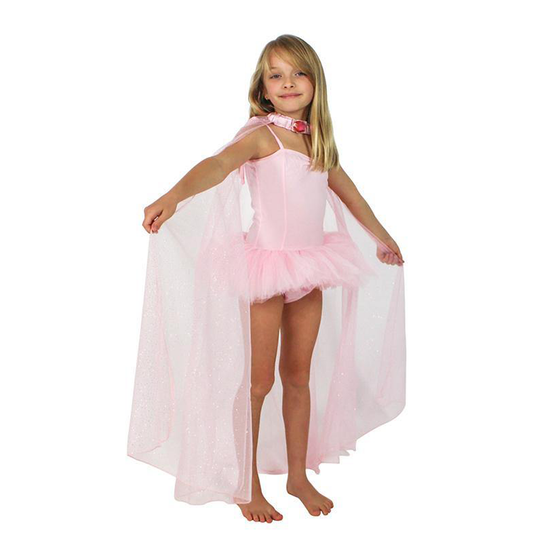 Girls Pink Glittery Princess Bling Cape