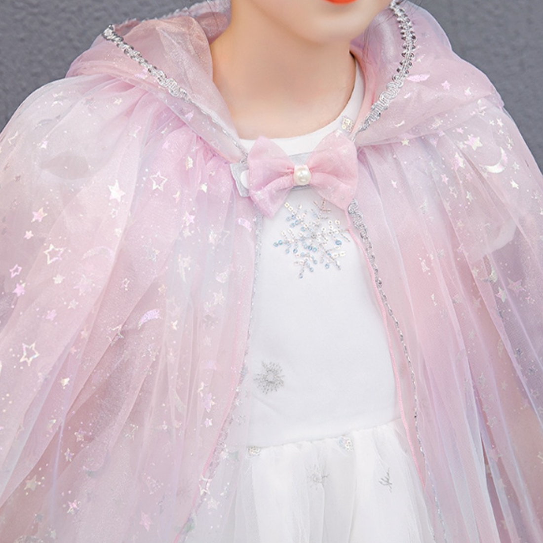 Girls Pink Princess Sequin Cape Cloak