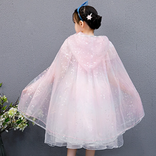 Girls Pink Princess Sequin Cape Cloak