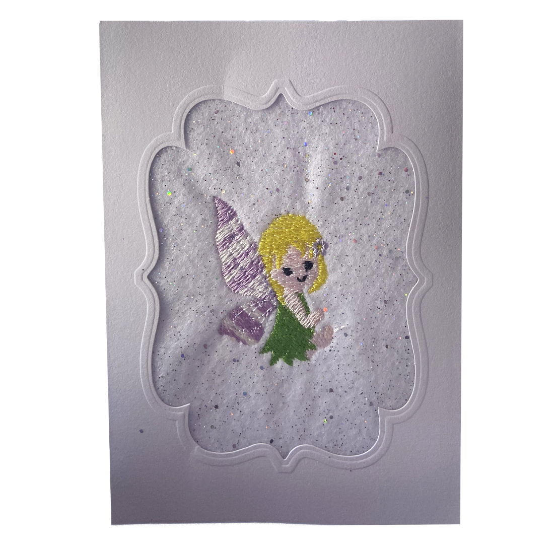 Handmade Embroidered Fairy Card and Envelope