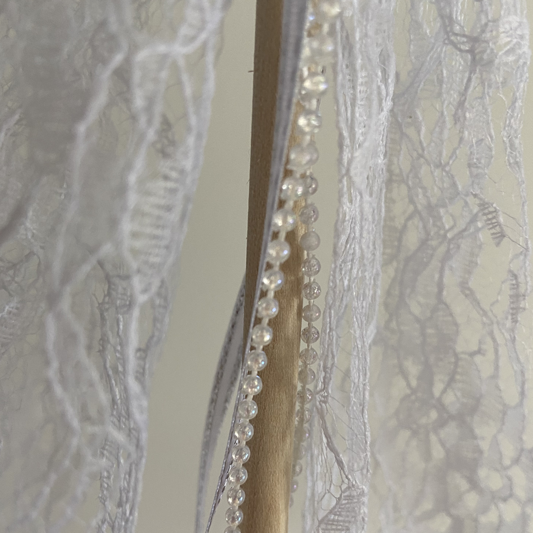Handmade White Lace Pom Pom Fairy Wand Flower Girl