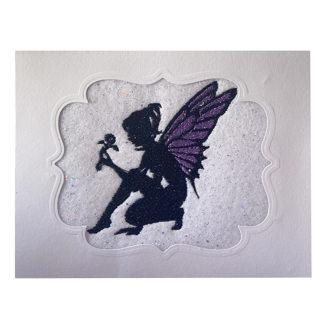 Kneeling Fairy with Flower Handmade Card and Envelope