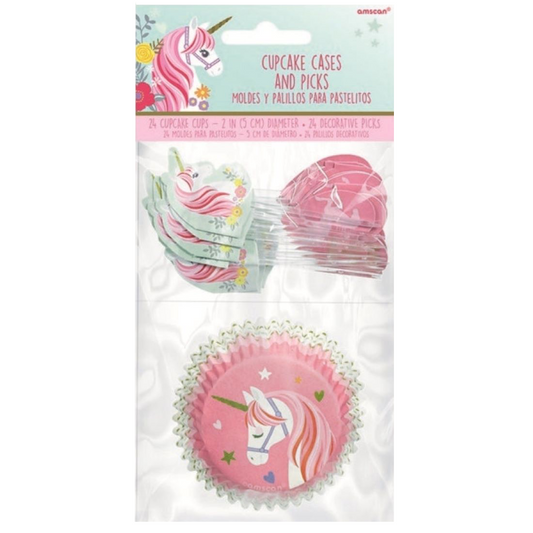 Magical Unicorn Cupcake Cases & Plastic Picks