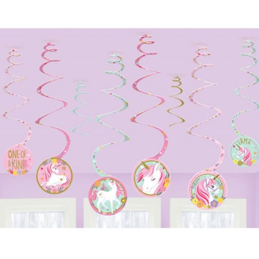 Magical Unicorn Party Spiral Hanging Decorations