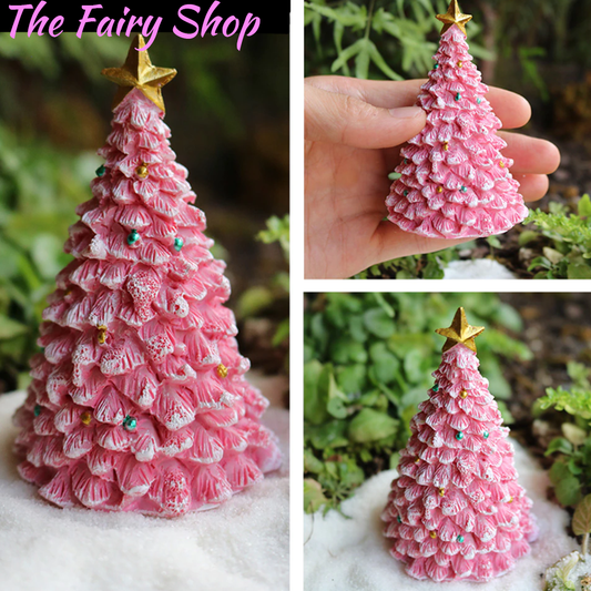 Miniature Fairy Garden Pink Christmas Tree