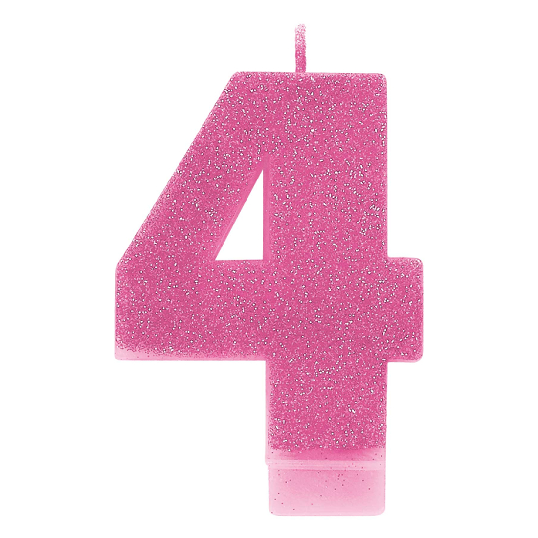 No. 4 Pink Glitter Numeral Pink Candle