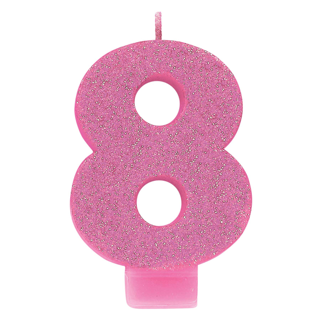 No. 8 Pink Glitter Numeral Pink Candle