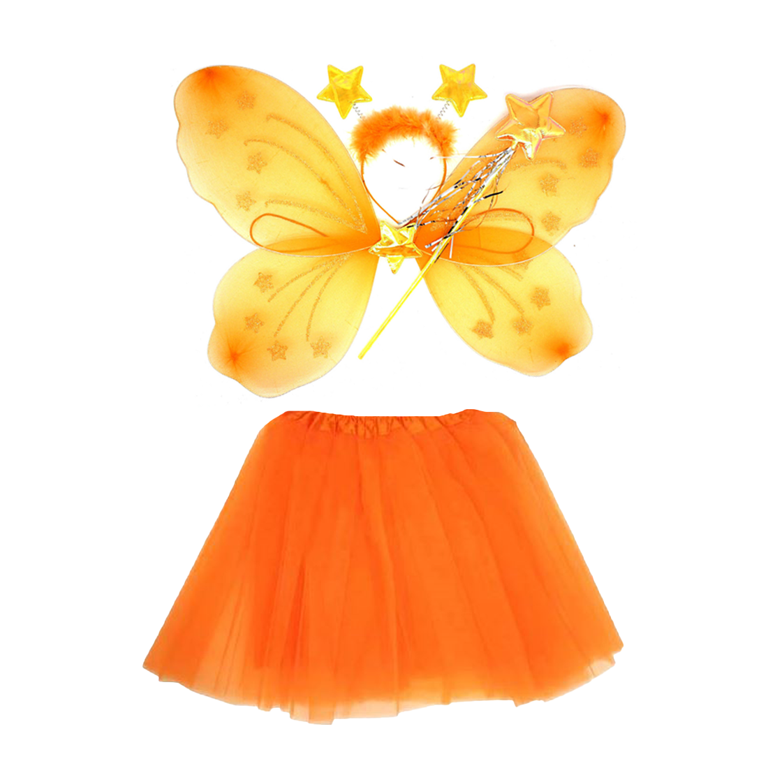 Orange  Fairy Tutu Wing Wand Headband Dress Up Set