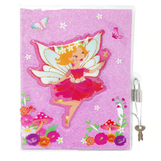 Pixie Fantasy Pink Glitter 3D Lockable Diary