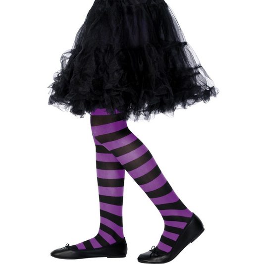 Striped Purple and Black Girls Costume Tights