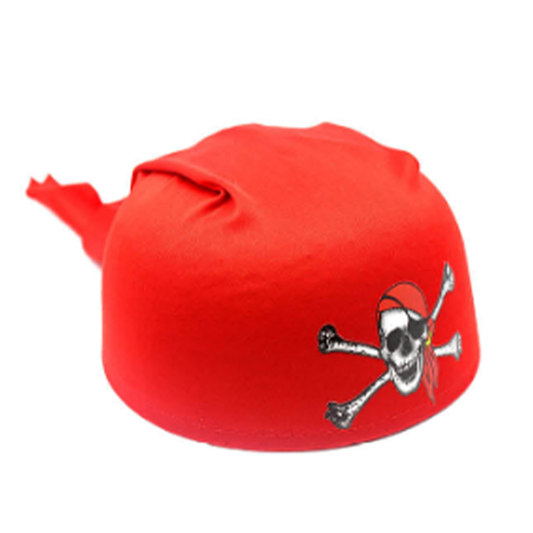 Red Pirate Hat Cap Skull and Crossbones