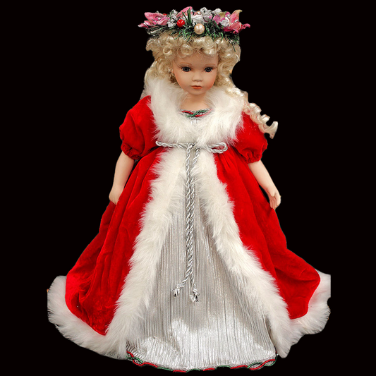 Red & Silver Porcelain Angel Doll