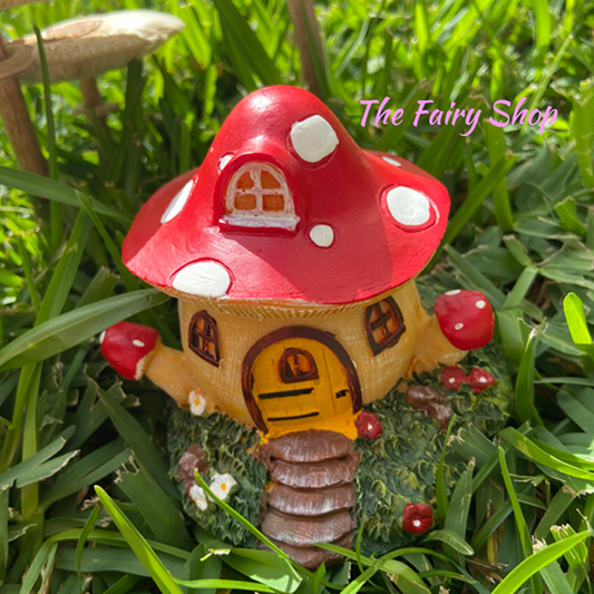 Small Red Mushroom Toadstool Fairy Garden House
