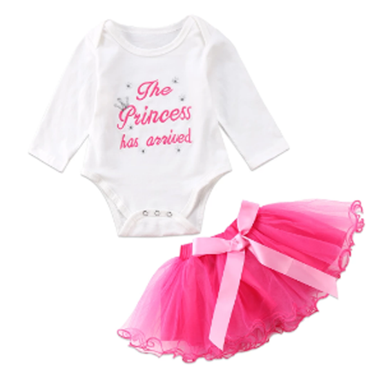 The Princess Has Arrived Baby Girl Long Sleeve Bodysuit and Tutu Set