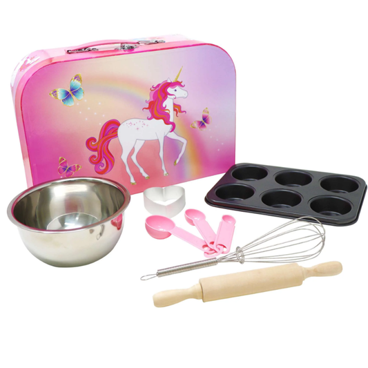 Unicorn Butterfly 6 piece Childs Baking Set & Carry Case