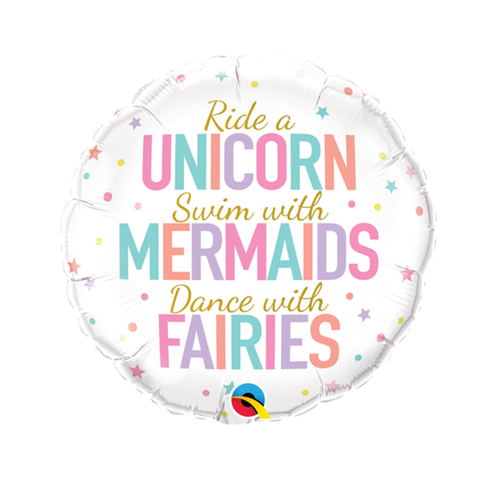 Unicorns Mermaids & Fairies Foil Balloon 45cm